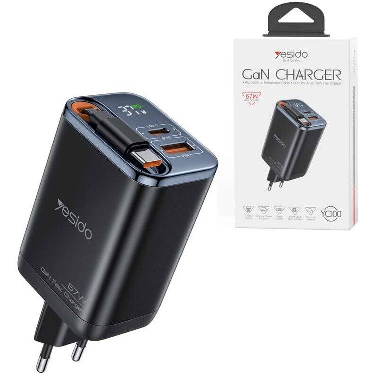 Yesido YC100 67W + CABLE - سرشارژر