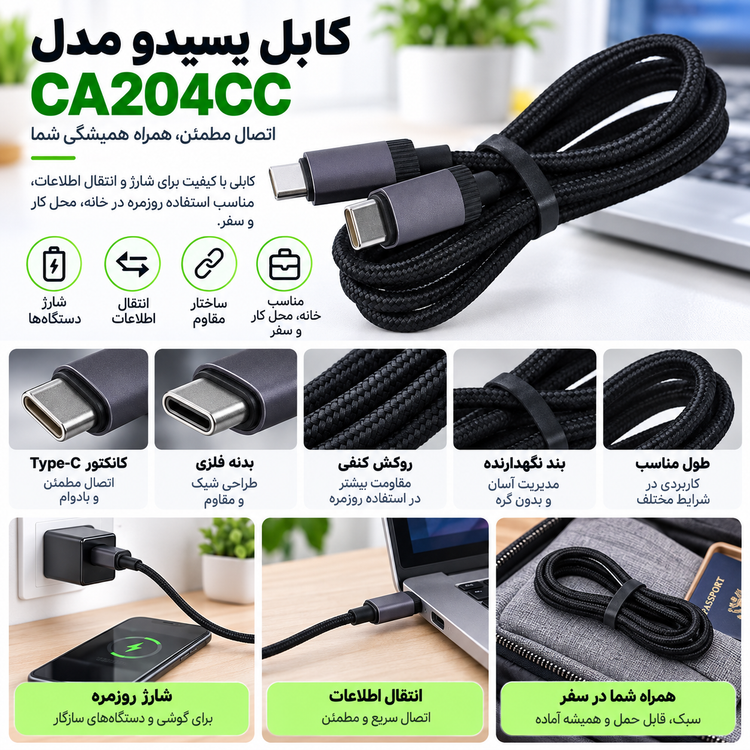 کابل یسیدو مدل CA204CC (۱ متر)